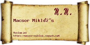 Macsor Miklós névjegykártya